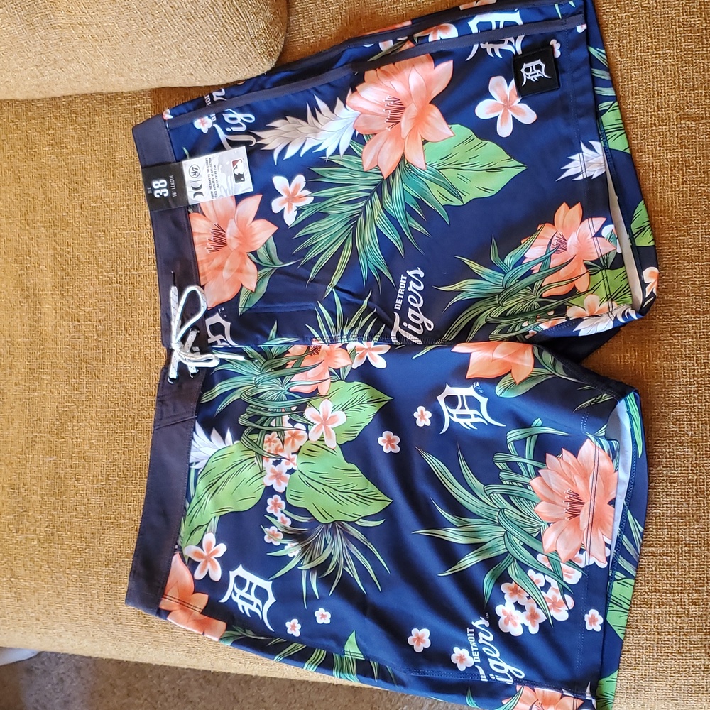 Detroit Tigers Hurley x '47 Phantom Tailgate Swim Shorts